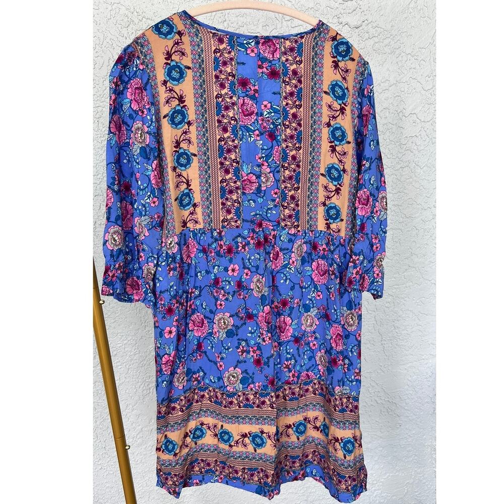 Beautiful Blue and Pink Colors Summer Lightweight Dress - Size Small - Picture 3 of 7